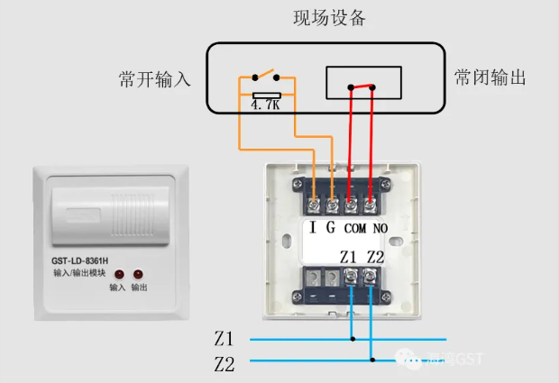 内蒙古内蒙古海湾消防GST-LD-8361H两线制模块接线图