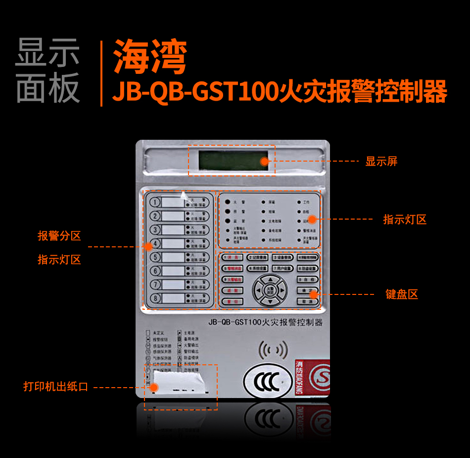 内蒙古海湾JB-QB-GST100内蒙古火灾报警控制器显示面板